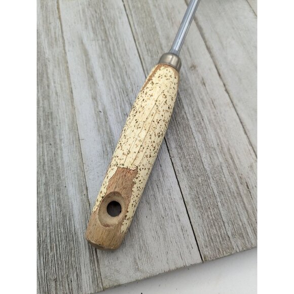 Vintage Ekco Chromium Plated Slotted Serving Spoon Wood Handle 12" - Picture 6 of 8